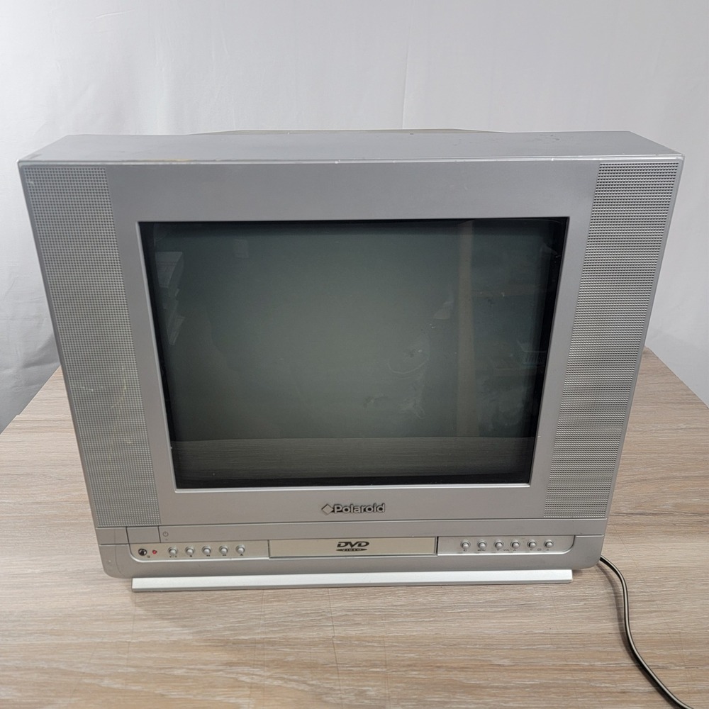 Polaroid TDM-1421C 14" CRT TV DVD Combo Silver Retro Gaming Television 2006 READ